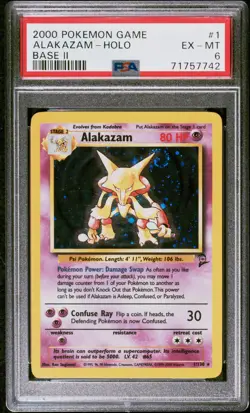 2000 Pokemon TCG Alakazam Base Set 2 Holo PSA 6 EX-MT With Swirl - Image 1