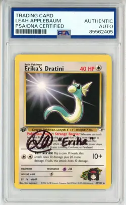 PSA Signed Leah Applebaum Pokemon Erika's Dratini 042/132 Gym Heroes Regular - Image 1