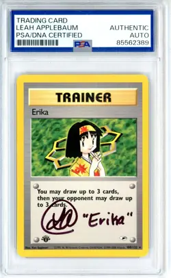 PSA Signed Leah Applebaum Pokemon TCG Erika 100/132 Gym Heroes Regular 1st Ed - Image 1