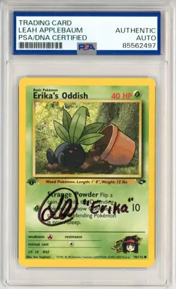 PSA Signed Leah Applebaum Pokemon Erika's Oddish 70/132 Gym Challenge Regular - Image 1