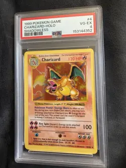 PSA 4 CHARIZARD 1999 Pokemon Base Unlimited SHADOWLESS #4/102 VG-EX New cert - Image 1