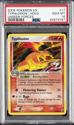 2005 POKEMON EX UNSEEN FORCES #17 TYPHLOSION-HOLO PSA 10 - Image 1