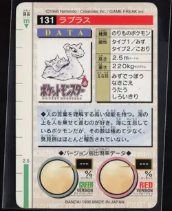 Lapras No. 131 Red Bandai Carddass Series 1-2 R 1996 Pokemon Japanese NM - Image 3