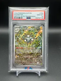 2024 POKEMON SURGING SPARKS POKEMON CENTER ETB PROMO SVP #159 MAGNETON PSA 10 - Image 1
