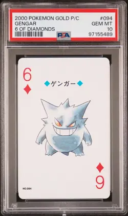 2000 POKEMON GOLD VERSION PLAYING CARDS 6 OF DIAMONDS #094 GENGAR PSA 10 - Image 1