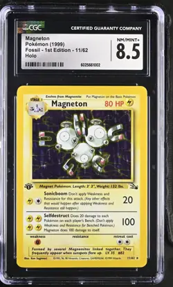 Magneton 1999 Fossil 11/62 Holo Pokemon Card CGC 8.5 NM/MINT+ 1st Ed - Image 1