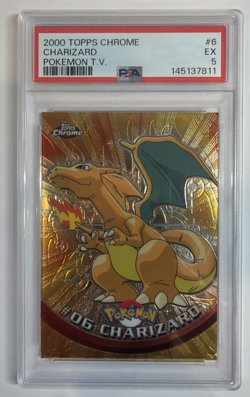 CHARIZARD Pokemon Card - 2000 Topps Chrome - #6 - Pokemon T.V. PSA 5 - Image 1