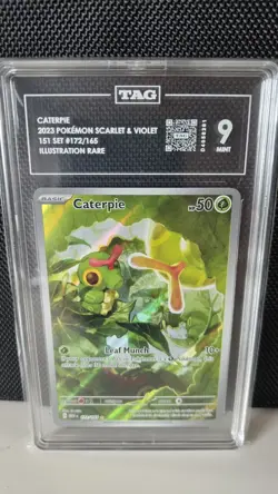 2023 POKEMON MEW EN CATERPIE #172 ILLUSTRATION RARE TAG 9 MINT - Image 4