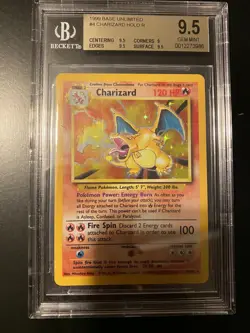 BGS 9.5 Gem Mint. 1999 Pokemon Base Unlimited Charizard Holo 4/102 Psa 10….. - Image 1