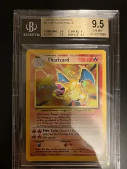 BGS 9.5 Gem Mint. 1999 Pokemon Base Unlimited Charizard Holo 4/102 Psa 10….. - Image 3