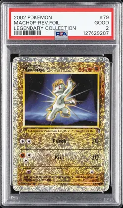2002 POKEMON LEGEND COLL #79 MACHOP-REVERSE FOIL PSA 2 - Image 1