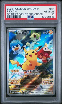2022 POKEMON JPN SV PROMO SCARLET & VIOLET PRE-ORDER #001 PIKACHU PSA 10 - Image 1