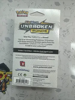 Pokemon Sun & Moon Unbroken Bonds 3-Pack Hanger Box Brand New Factory Sealed TCG - Image 2