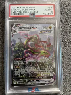 Pokemon 2021 Rayquaza VMAX 218/203 Alt Art SR Evolving Skies GEM MINT PSA 10 - Image 1