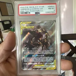 2020 Pokemon SM Black Star Promo Umbreon & Darkrai GX TAG Team PC PSA 8 #SM241 - Image 1