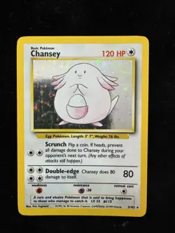 Pokemon Chansey TCG Holo Unlimited Rare Card Base Set 3/102 LP Condition - Image 1