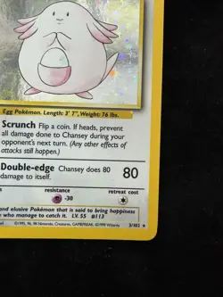 Pokemon Chansey TCG Holo Unlimited Rare Card Base Set 3/102 LP Condition - Image 4