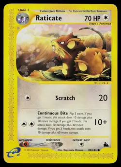 Pokemon Card - Raticate Skyridge 89/144 Common - Image 1
