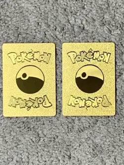 Set of 2 Mewtwo GX HP190+Mew VMax HP310 Rainbow Gold Foil Fan Art Display Card - Image 4