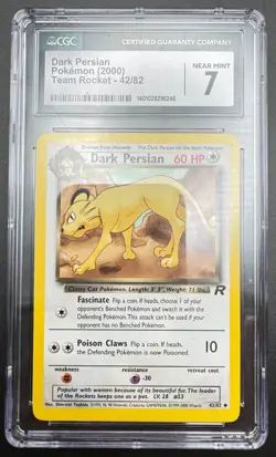 Dark Persian 1st Edition 42/82 CGC 7 • 2000 Team Rocket Graded Pokemon Card - Image 1
