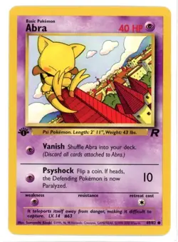 Abra 49/82 1st Edition Team Rocket Pokemon Card - Image 1