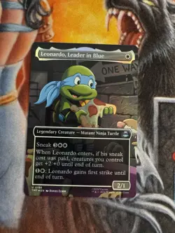 Leonardo, Leader in Blue Borderless Foil U0196 TMNT MTG Magic NM - Image 1