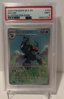 2025 POKEMON BLK EN-BLACK BOLT ILLUSTRATION RARE #123 GOLURK PSA 9 - Image 1