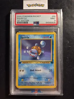 First Edition 2000 Pokemon Rocket 68/82 Squirtle PSA Mint 9 - Image 1