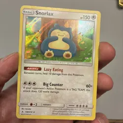 Pokemon TCG Unbroken Bonds Snorlax Holo Rare Card 158/214 2019 - Image 1