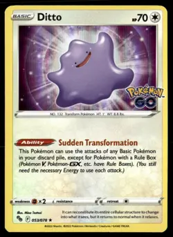 Ditto Holo Rare Pokemon GO 053/078 NM Pokemon TCG - Image 1