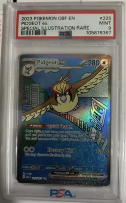 Pokemon 2023 Pidgeot ex 225/197 Obsidian Flames Illustration Rare Holo PSA 9 - Image 1
