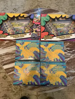 Pokemon LOT Mega Evolution Ascended Heroes ETB, Mega Lucario poster, EX Tin X Y - Image 1