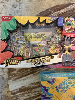 Pokemon LOT Mega Evolution Ascended Heroes ETB, Mega Lucario poster, EX Tin X Y - Image 3