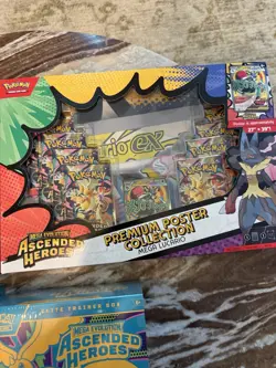 Pokemon LOT Mega Evolution Ascended Heroes ETB, Mega Lucario poster, EX Tin X Y - Image 4