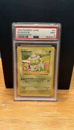 1999 Pokemon Game Bulbasaur #44 Base Set Shadowless PSA 9 MINT - Image 1