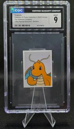 CGC 9 Dragonite Korean Pokemon Photo Collection 2 Sticker Lotte Pop-Up Exclusive - Image 1