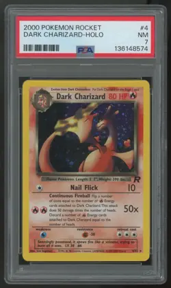 2000 Pokemon Dark Charizard Team Rocket Unlimited Holo #4 PSA 7 - Image 1