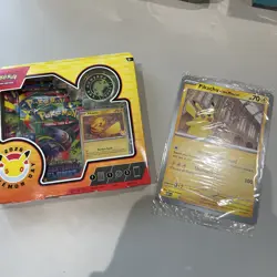 Pokemon TCG Pikachu At The Museum Promo Card + Pokemon Day Collection Box NEW - Image 1