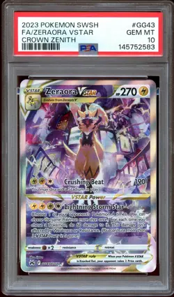 PSA 10 GEM MINT Zeraora VSTAR GG43/GG70 Crown Zenith Pokemon Card 583 - Image 1