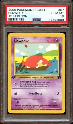 PSA 10 GEM MINT Slowpoke 67/82 Team Rocket 1ST EDITION Pokemon Card - Image 1