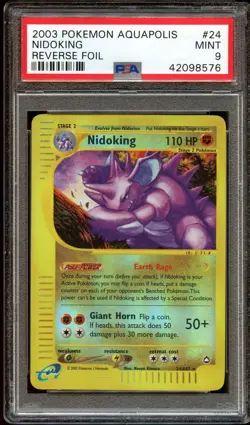 PSA 9 MINT Nidoking 24/147 REVERSE HOLO Aquapolis Pokemon Card 576 - Image 1