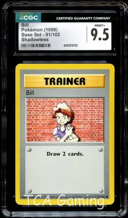 CGC 9.5 MINT+ Bill 91/102 SHADOWLESS Base Set Pokemon Card 123 - Image 1