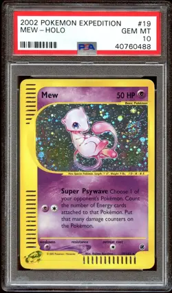 PSA 10 GEM MINT Mew 19/165 HOLO SWIRL Expedition Base Set Pokemon Card - Image 1