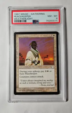 1997 Magic the Gathering Weatherlight Peacekeeper Rare "Reserve list" PSA 8 NM - Image 1