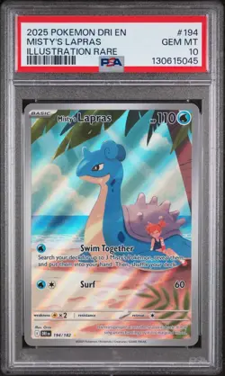 2025 POKEMON DRI EN-DESTINED RIVALS ILLUSTRATION RARE #194 MISTY'S LAPRAS PSA 10 - Image 1