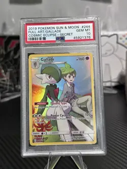 Pokemon 2019 Sun & Moon Cosmic Eclipse Gallade #244/236 PSA 10 GEM FULL ART - Image 1