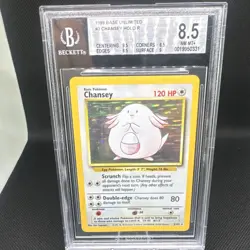 Pokemon 1999 Base Set Unlimited Chansey Holo Rare #3/102 Beckett 8.5 - Image 1