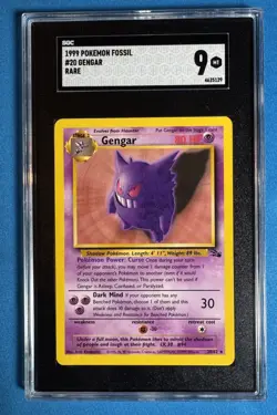 1999 GENGAR 👻 SGC 9 👻 Pokemon Fossil Unlimited Non-Holo 20/62 📈 Like PSA - Image 1