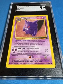 1999 GENGAR 👻 SGC 9 👻 Pokemon Fossil Unlimited Non-Holo 20/62 📈 Like PSA - Image 3