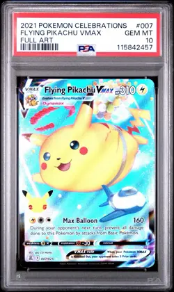 2021 POKEMON CELEBRATIONS #007 FULL ART/FLYING PIKACHU VMAX PSA 10 - Image 1